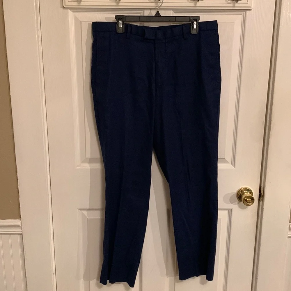 Banana Republic Men Slim Fit Performance Linen Pant 35X30 Navy